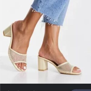 BRAND NEW DIBA  MESH EMBELLISHED MULES WITH BLOCK HEEL SANDAL   G1
